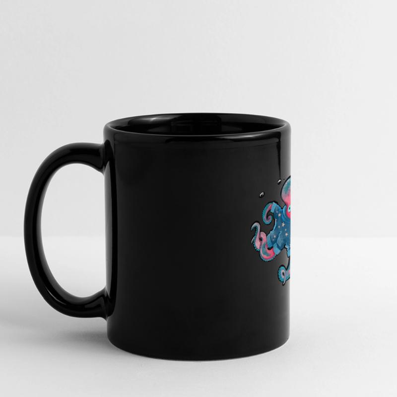 Weihnachtskrake Panorama-Tasse farbig