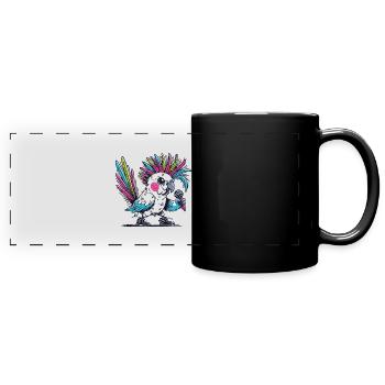Punk Kakadu mit Irokesenschnitt - Panorama-Tasse farbig - Schwarz - Vorne