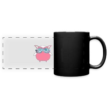 Owl, Comic,mint,Sonnenbrllle, spacebrille,sommer, - Full Colour Panoramic Mug - black - Front