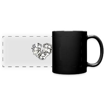 Herz,hundepfote, Hunde, Tatze, Knochen - Panorama-Tasse farbig - Schwarz - Vorne