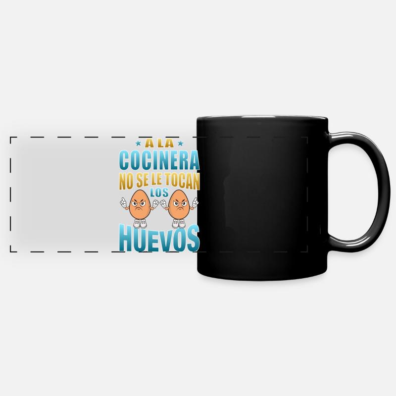 The cook does not touch her eggs - Full Colour Panoramic Mug - black