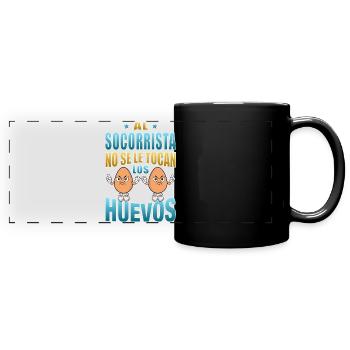 Le maître-nageur ne touche pas à ses œufs - Mug panoramique uni - noir - Devant