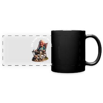 The toiling has come to an end - Long live the pension - Full Colour Panoramic Mug - black - Front