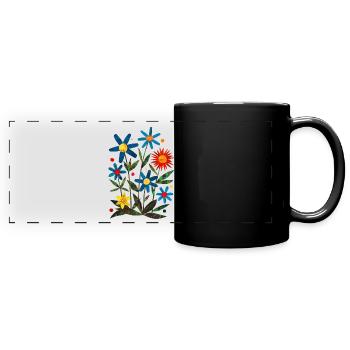 Blüten - Panorama-Tasse farbig - Schwarz - Vorne