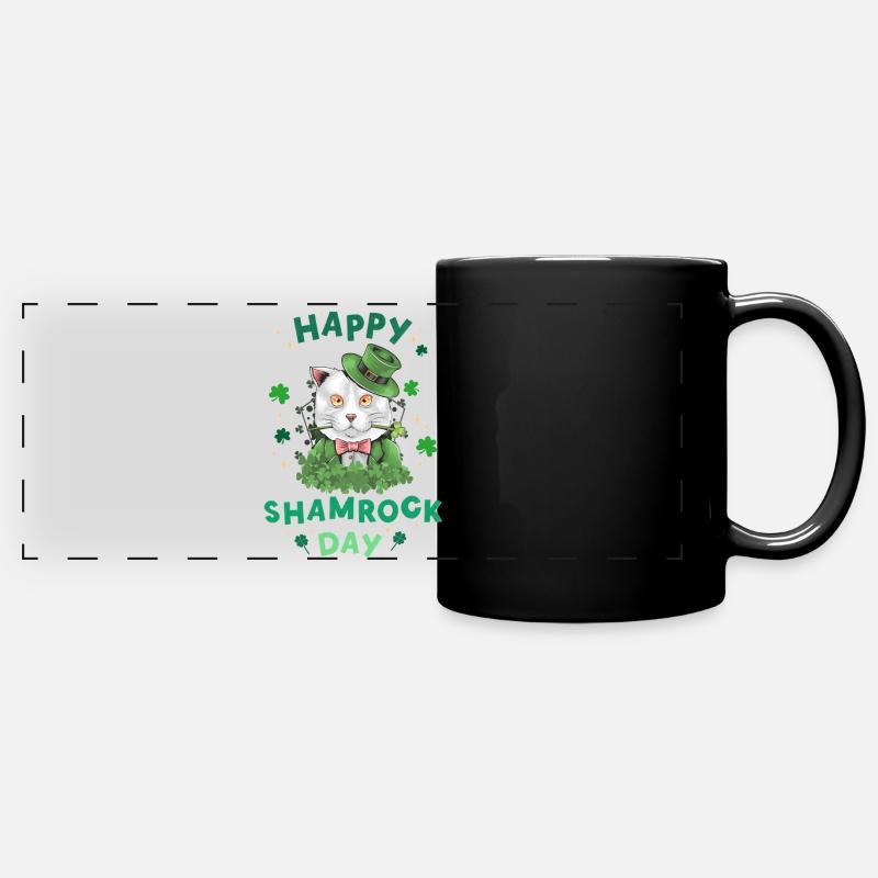 Frohen Kleeblatttag. St. Patrick's Day! - Panorama-Tasse farbig - Schwarz
