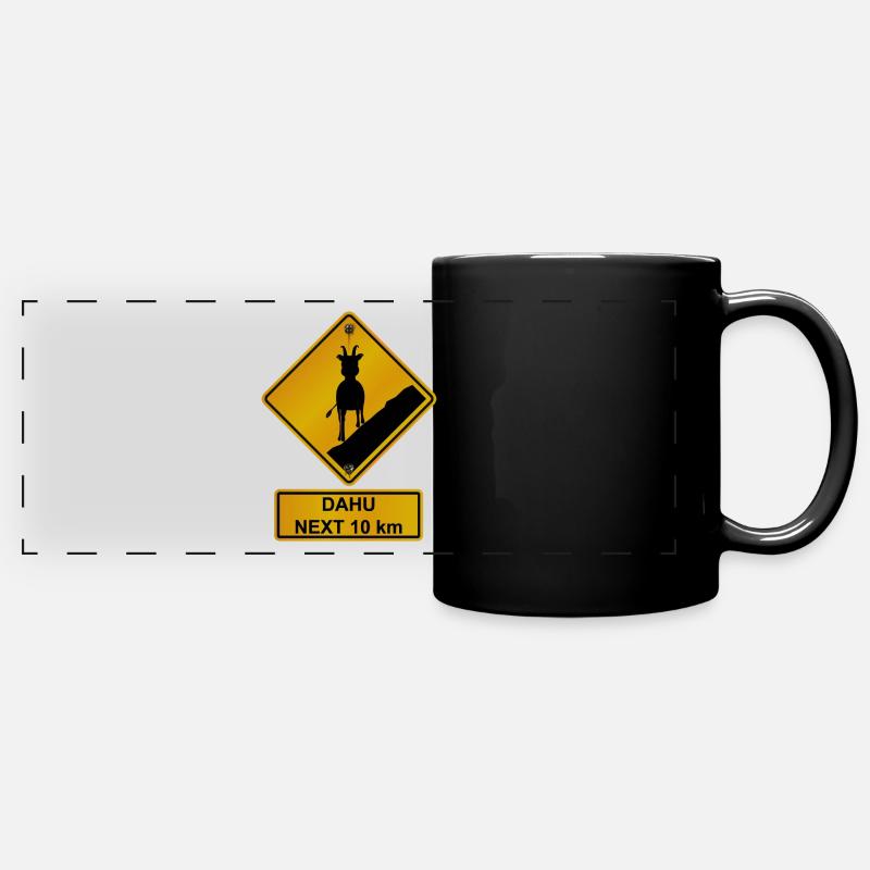 Danger roadsign crossing dahu 2 - Full Colour Panoramic Mug - black