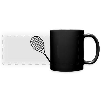 Tennis, Tennisschläger - Panorama-Tasse farbig - Schwarz - Vorne