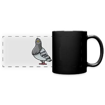 Taube - Panorama-Tasse farbig - Schwarz - Vorne