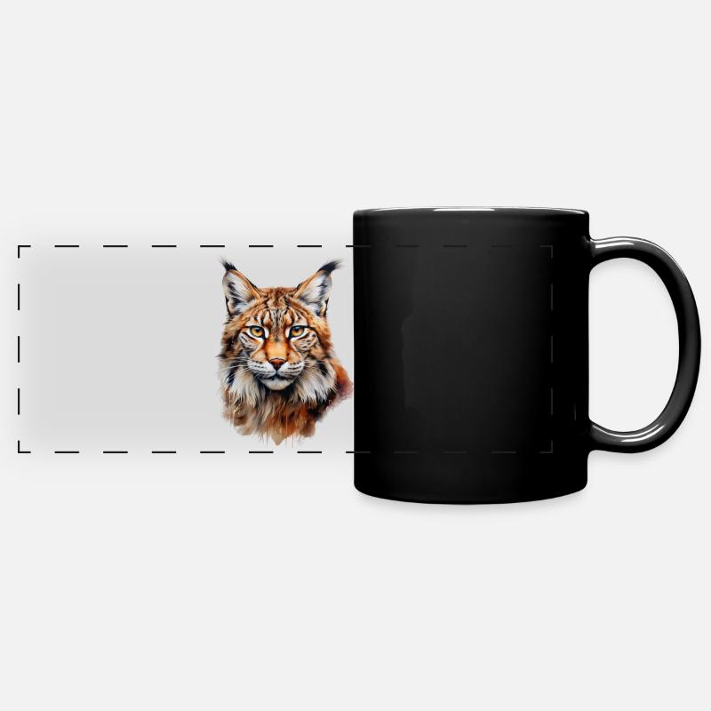 Lynx Portrait – Wild Animal Design - Mug panoramique uni - noir