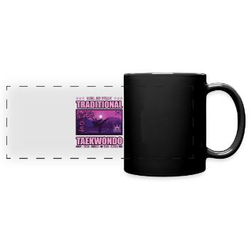 Taekwondo Korea Design, pink und lila - Panorama-Tasse farbig - Schwarz - Vorne