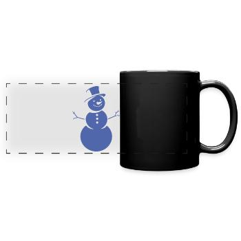 Minimalist silhouette of a snowman - Full Colour Panoramic Mug - black - Front