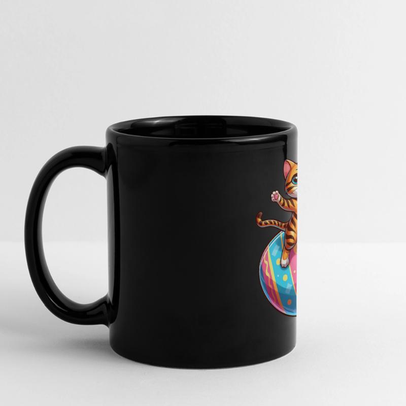 Dancing Bengal cat on easter egg Full Colour Panoramic Mug