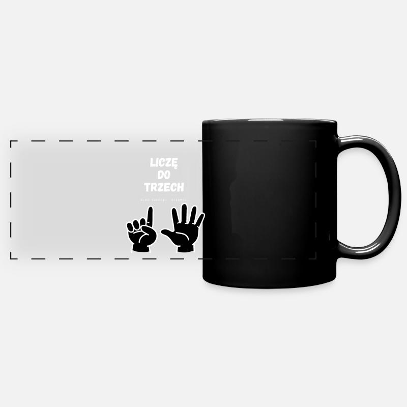 Ich zähle bis drei - Panorama-Tasse farbig - Schwarz