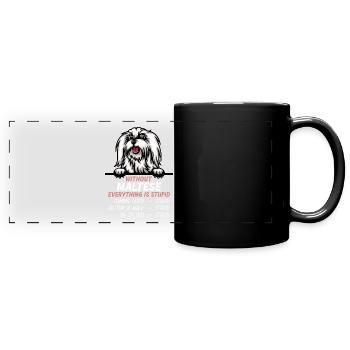Ohne Malteser ist alles doof - Panorama-Tasse farbig - Schwarz - Vorne