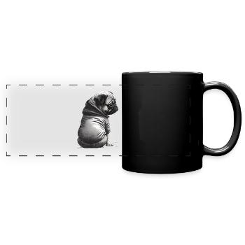 Mops-schablonen-design Weiß Und Schwarz - Panorama-Tasse farbig - Schwarz - Vorne