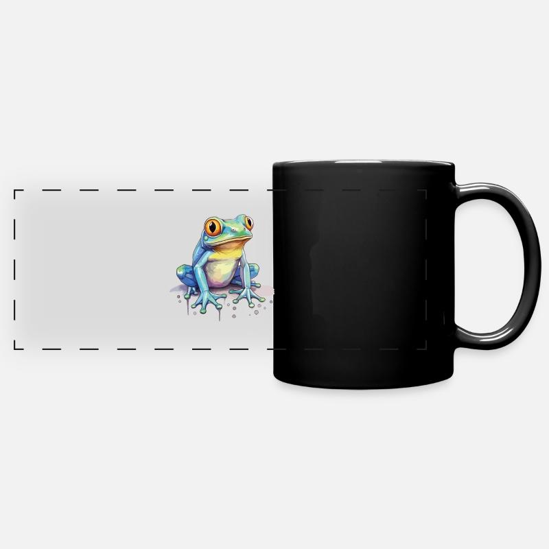 Art coloré - Mignon & Wild Frog Design - Mug panoramique uni - noir