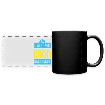 Good salesman, sales experts, humor - Full Colour Panoramic Mug - black - Front
