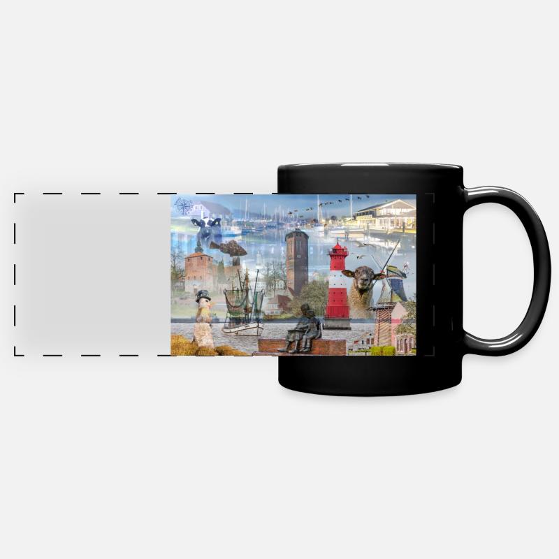 Collage de Varel - Mug panoramique uni - noir