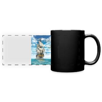Schiff - Panorama-Tasse farbig - Schwarz - Vorne