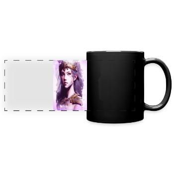 Walküre Amazone Kriegerin Fine Art Poster - Panorama-Tasse farbig - Schwarz - Vorne