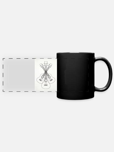 Ukulele LineArt schwarz - Poster - Panorama-Tasse farbig - Schwarz