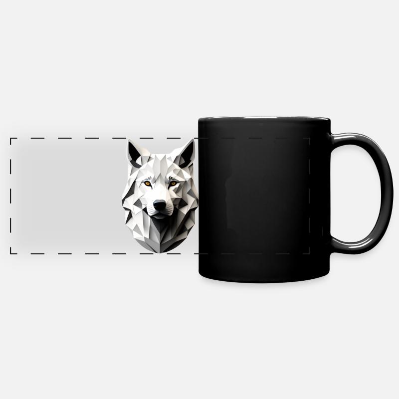 Head of the White Wolf - Full Colour Panoramic Mug - black