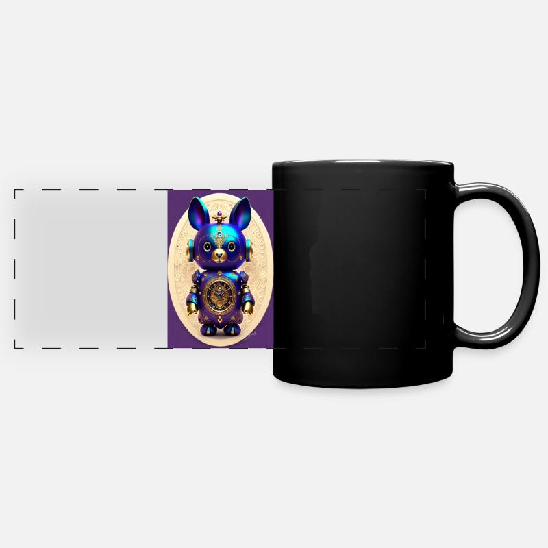 Cute Clockwork Baby Android - Full Colour Panoramic Mug - black
