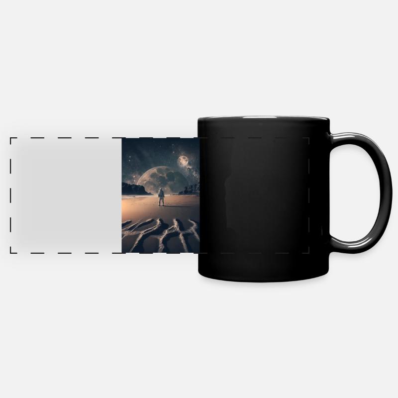 Affiche d’un astronaute sur une planète Phone v2 - Mug panoramique uni - noir