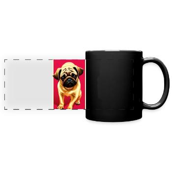 Mops Hund - Panorama-Tasse farbig - Schwarz - Vorne