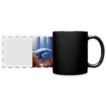 Wal im Wald Surrealismus - Panorama-Tasse farbig - Schwarz - Vorne