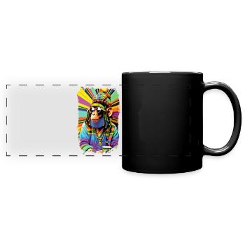 Singe Cartoon Afro Rasta Reggae Coloré - Mug panoramique uni - noir - Devant