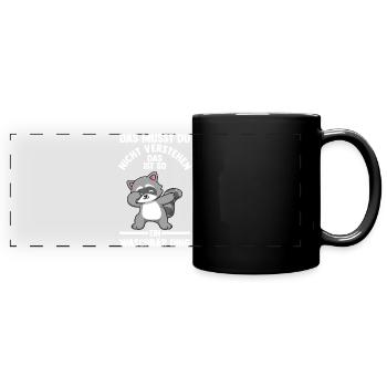 Tiermotiv Waschbär - Panorama-Tasse farbig - Schwarz - Vorne