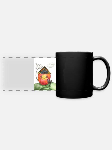 Apple Home Illustration - Panorama-Tasse farbig - Schwarz