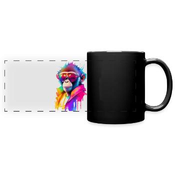 Monkey with sunglasses - Full Colour Panoramic Mug - black - Front
