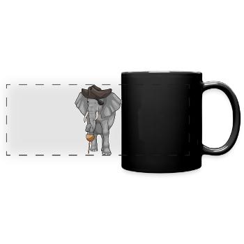 Elephant Pirate Wooden Leg Eye Patch - Full Colour Panoramic Mug - black - Front