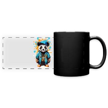 Panda Bär - Panorama-Tasse farbig - Schwarz - Vorne