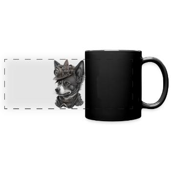 steampunk dog - Mug panoramique uni - noir - Devant