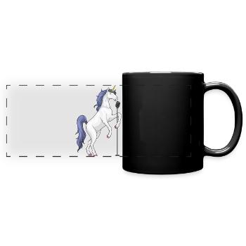 Chant du micro du chanteur licorne - Mug panoramique uni - noir - Devant