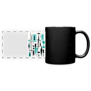 Kubistische Farblinien - Panorama-Tasse farbig - Schwarz - Vorne