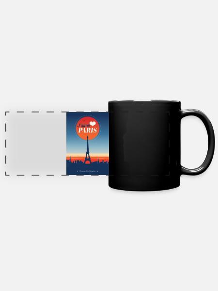 Ich liebe Paris - Panorama-Tasse farbig - Schwarz