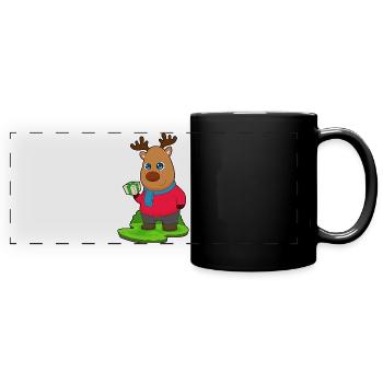 Forfait de Noël renne - Mug panoramique uni - noir - Devant