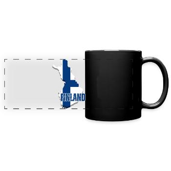 Finnish pride, flag of Finland - Full Colour Panoramic Mug - black - Front