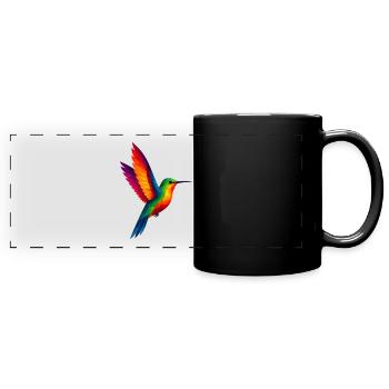 WPAP Stil Polygon Tiere - Kolibri - Panorama-Tasse farbig - Schwarz - Vorne