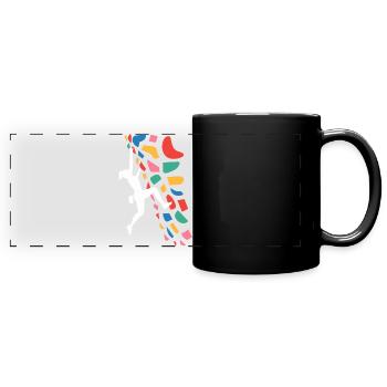 Boulder-Kletterer Bunte Griffe - Panorama-Tasse farbig - Schwarz - Vorne