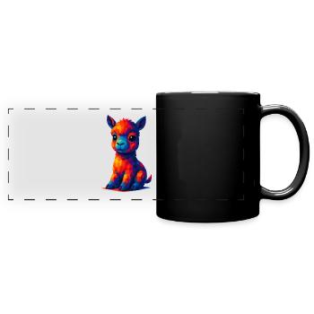 WPAP Polygon Kawaii Stil Tiere Baby Alpaka Lama - Panorama-Tasse farbig - Schwarz - Vorne