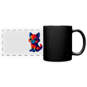 WPAP Polygon Kawaii Style Baby Wolf - Full Colour Panoramic Mug - black - Front