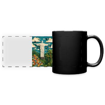 Statue du Christ Rédempteur dans un cadre tropical/Rio - Mug panoramique uni - noir - Devant