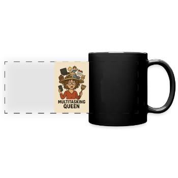 Multitasking Queen - Panorama-Tasse farbig - Schwarz - Vorne