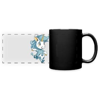 Un mignon joueur de football licorne pour les fans de football - Mug panoramique uni - noir - Devant