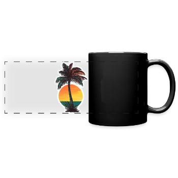Palme - Panorama-Tasse farbig - Schwarz - Vorne